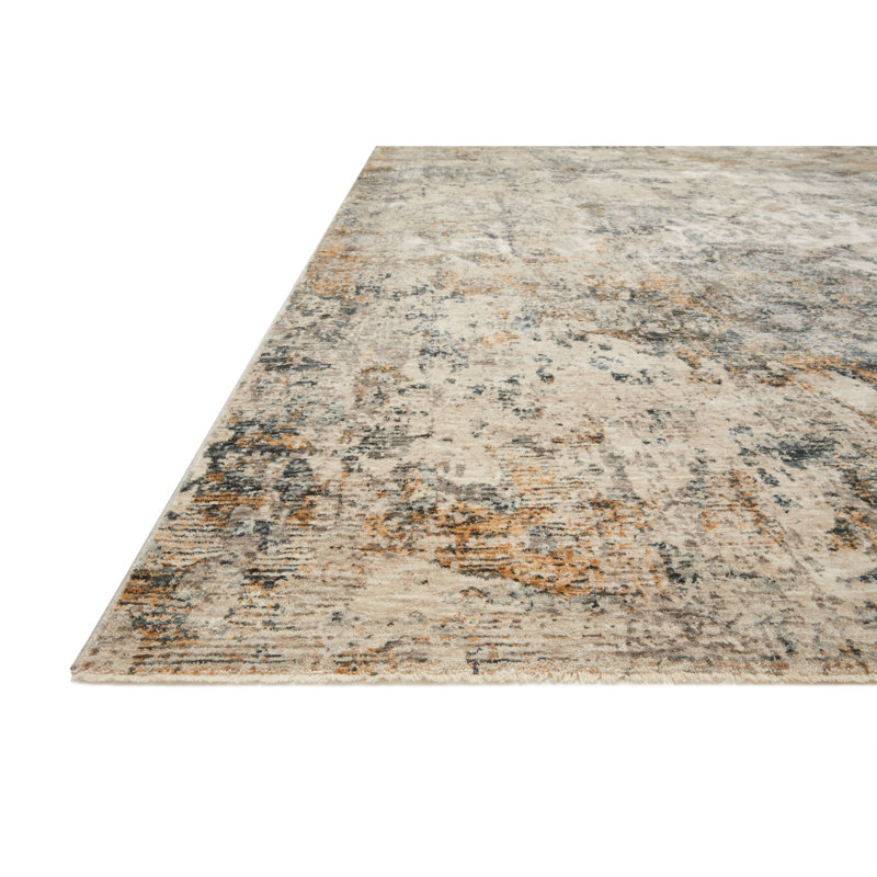 Tapis abstrait océan / beige Kanesha, Rectangle 4 pi x 5 pi 7 po