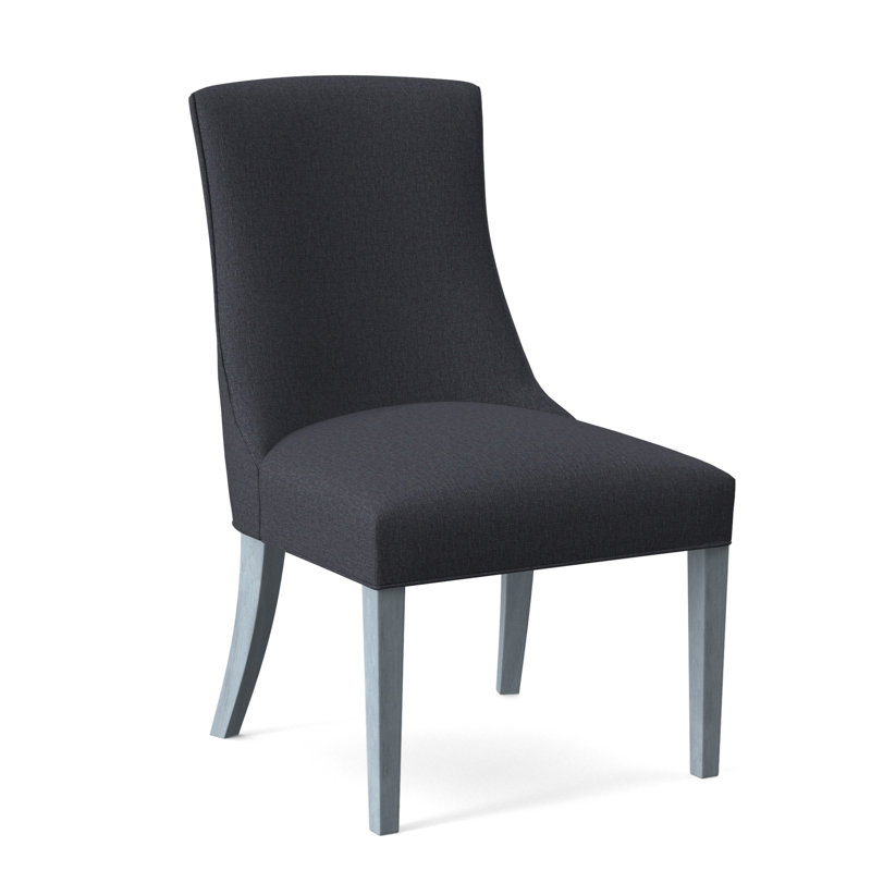 Tuxedo Slipper Dining Chair, Beige Performance Fabric; 0851-73, Sea Glass Finish