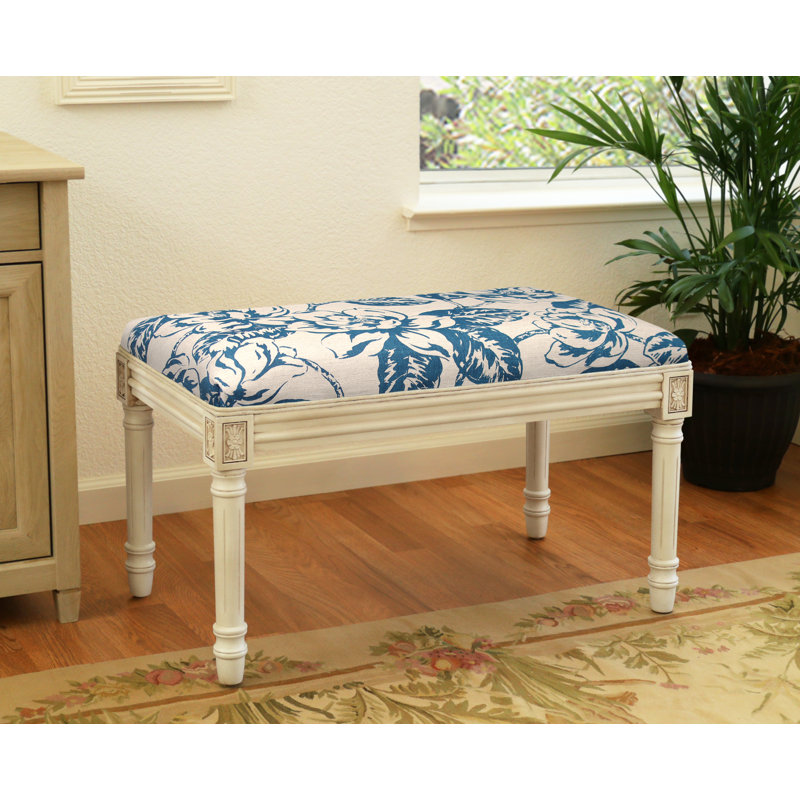 Georgeanna Linen Blend Upholstered Bench, Navy