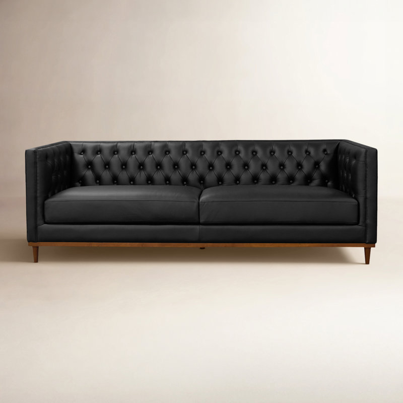 Fielder Sofa Black Leather, Black