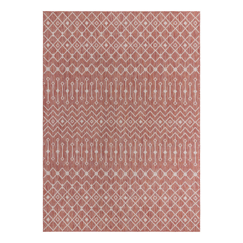 Tapis rouge rouille intérieur / extérieur Julieta, Rectangle 10 pi x 14 pi