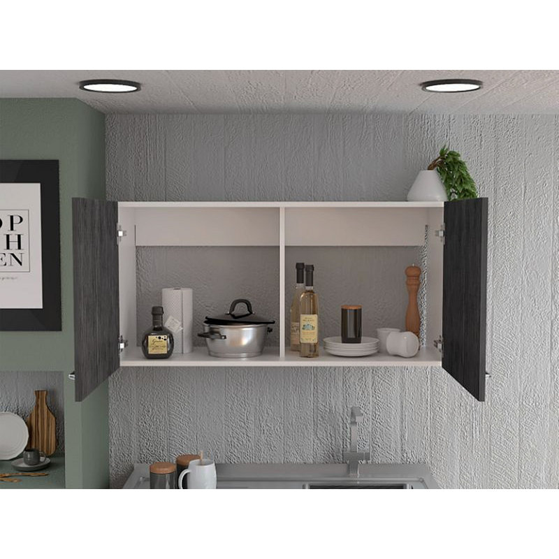 Armoire murale 2 portes 2 compartiments, Gris