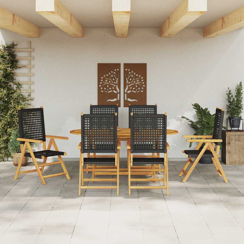 6 - Person Wood Patio Dining Set with Rectangular Table