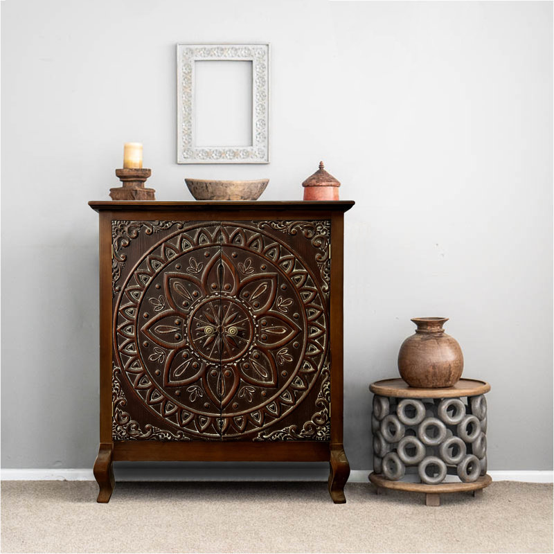 Armoire d'appoint 2 portes Abdur-Rafeh, Marron clair