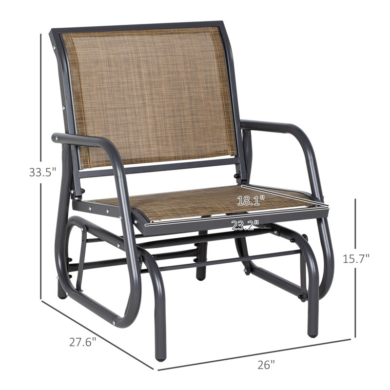 Chaise berçante d'extérieur en métal Pungoteague, Brun