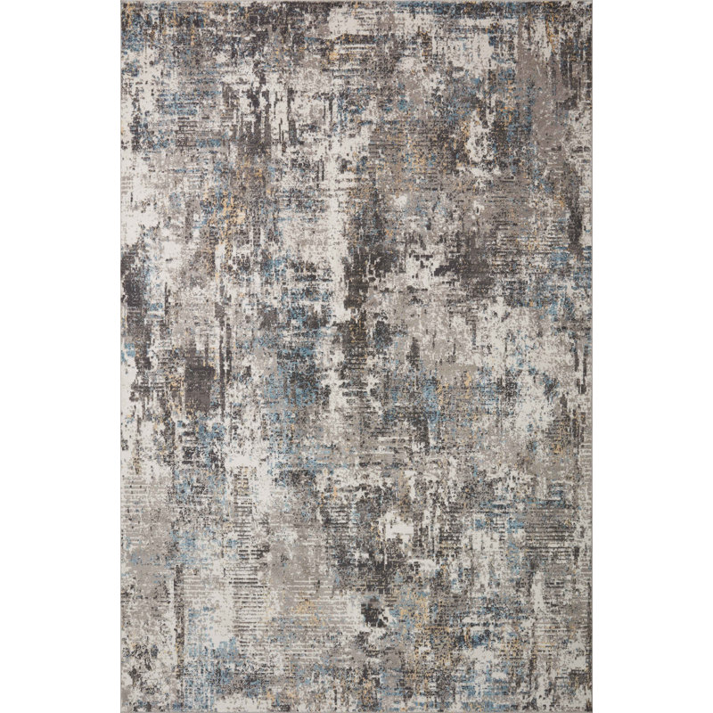 Tapis abstrait ardoise / brume Houten, Rectangle 11 pi 6 po x 15 pi 5 po