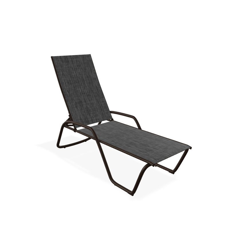 Outdoor Rust-Resistant Metal Chaise Lounge, Textured Kona, Augustine Shadow
