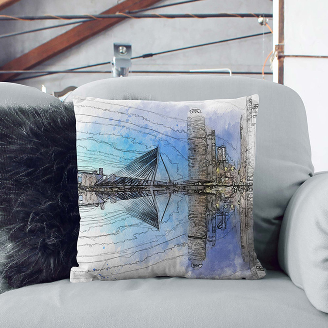 Reflection of the Rotterdam Skyline Cushion with Filling