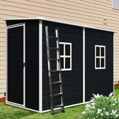 Remise d'extérieur 84 pi avec porte verrouillable. Imperméable, -. Ventilation et fenêtres pour cour, pelouse, patio - remise noire. Verrouillable, imperméable. Panneaux de patio, pelouse