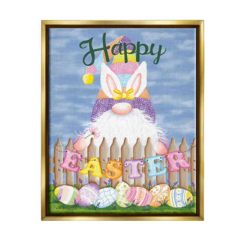 Joyeuses Pâques, œufs de gnome sur toile flottant par Lisa Kennedy, H 21 po x l 17 po x P 1,7 po