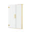 Porte de douche sans cadre à charnières avec paroi de douche fixe en verre trempé transparent SGCC de 9,5 mm (3/8 po), finition or brossé, dimensions : 119-122 cm (47-48 po) de largeur x 183 cm (72 po) de hauteur-125980723
