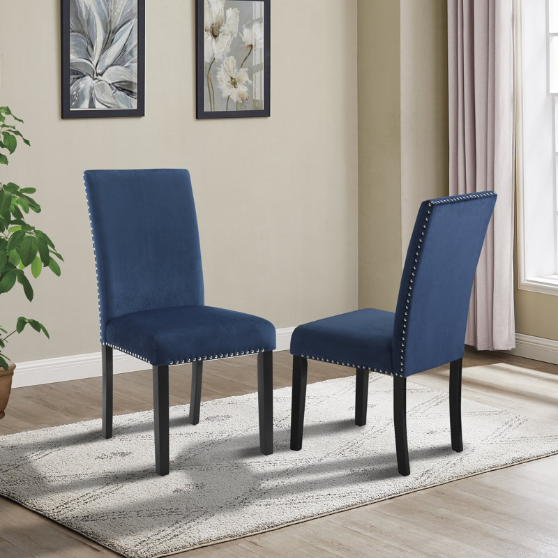 Barone 19.2'' H Velvet Upholstered Parsons Chair, Blue