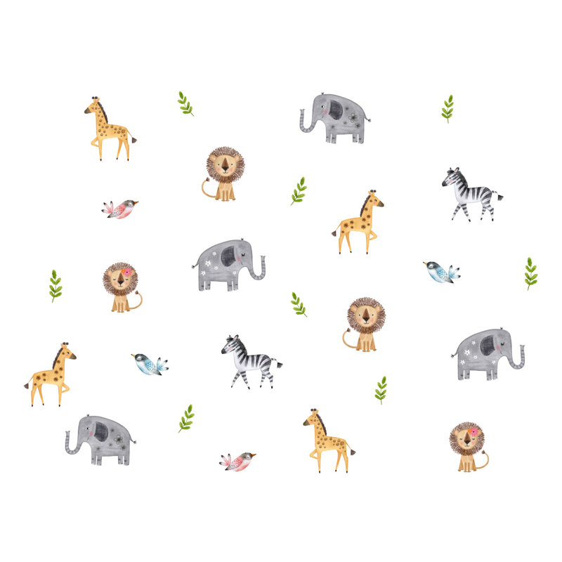 Cute Safari Wall Sticker Pack, 200cm H x 200cm W