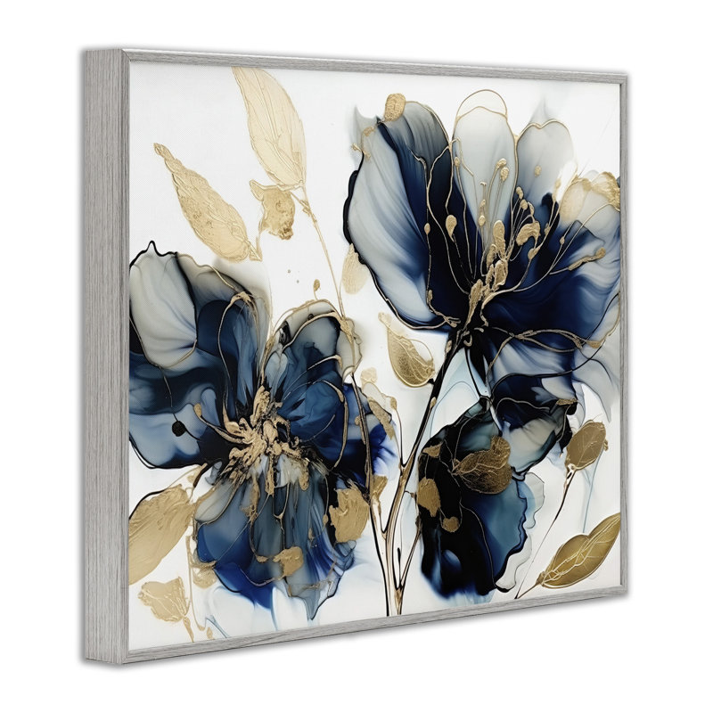 Fleurs bleues modernes sur bois, impression, Estampe numérique Farmhouse, H 11 po x l 14 po x P 1,5 po