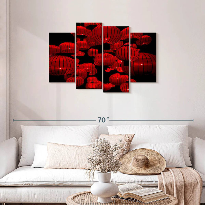 Nicci Red Chinese Lanterns, 27" H x 43" W