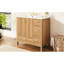 Meuble-lavabo de 36 pouces avec structure en bois massif, 2 portes à fermeture douce et poignées dorées pour salle de bain élégante et silencieuse.