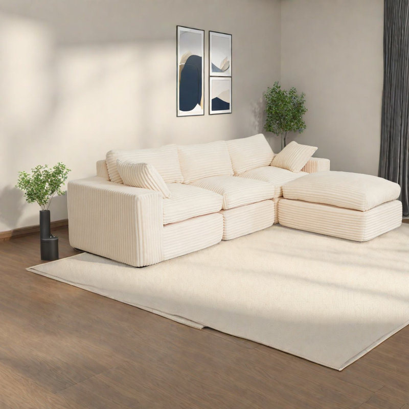 Compression Cloud Comfort Sectionals, Chenille 108 Inch Modern Home Sofa