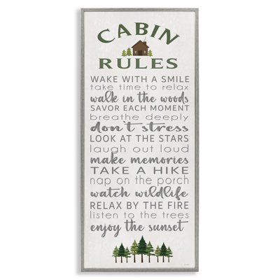 Fun Rustic Cabin Rules Framed Giclee, design by Seven Trees Design