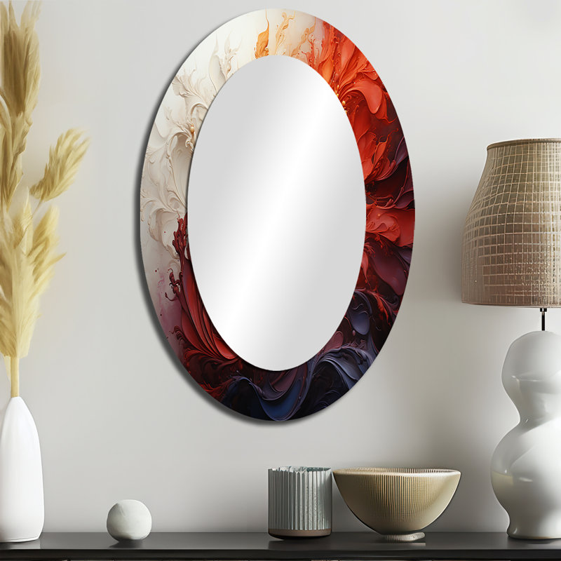 Energetic Spiralscape II - Miroir mural moderne ovale, 36 po x 24 po