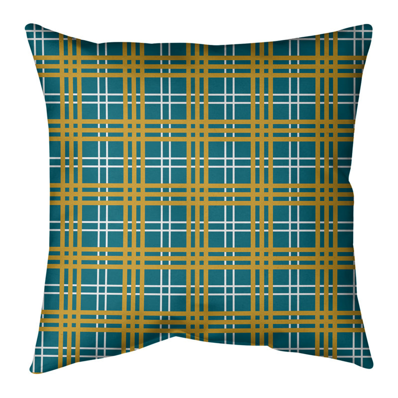 Coussin Los Angeles, 20 po X 20 po, Housse de coussin seulement - sans coussin, Bleu sarcelle / jaune Jacksonville 