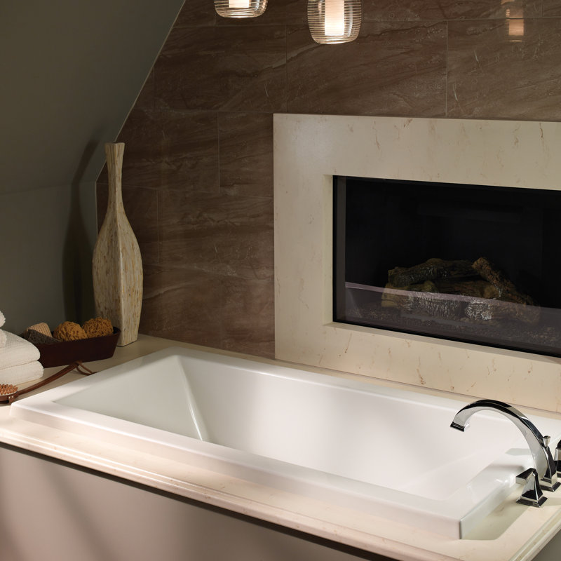 Andrea® 19 DoloMatte 54" x 32" Soaking Solid Surface Bathtub, Undermount, 17.75" H x 54" W x 30" D