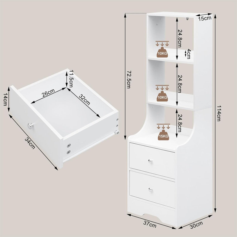 Rajko 37cm W Manufactured Wood Bedside Table