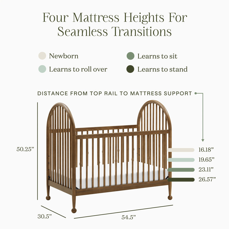 Greenguard Gold Certified 3 -in-1 Convertible Crib, Natural Walnut