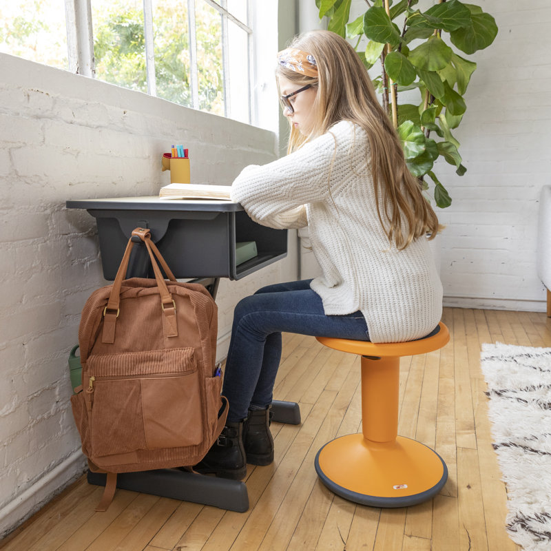 Adjustable Height Orange Wobble Stool with Non-Slip Seat