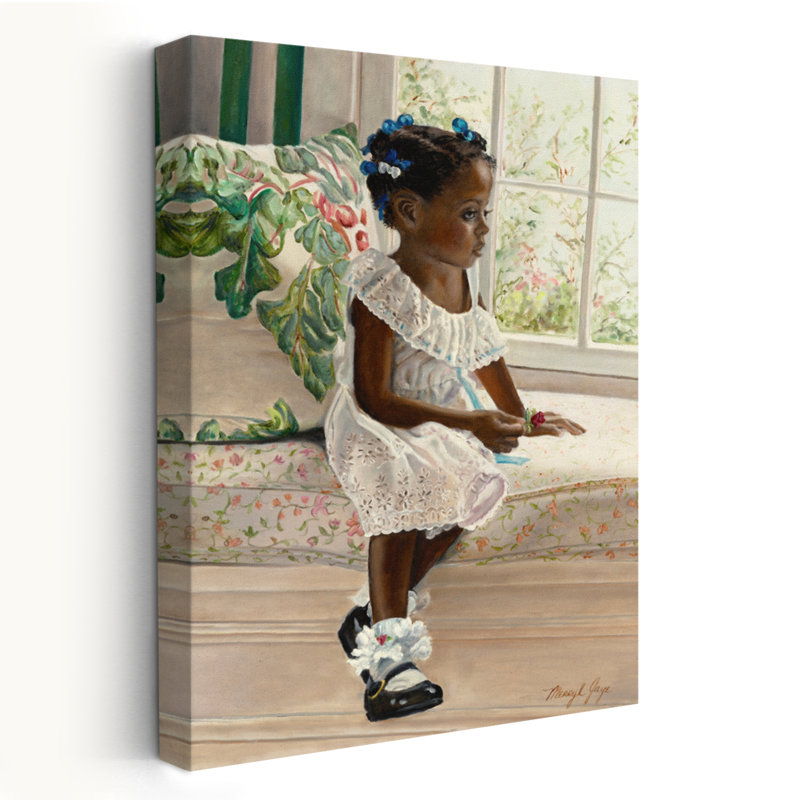 «Waiting For Daddy - Children», art figuratif afro-américain, H 60 po x l 40 po