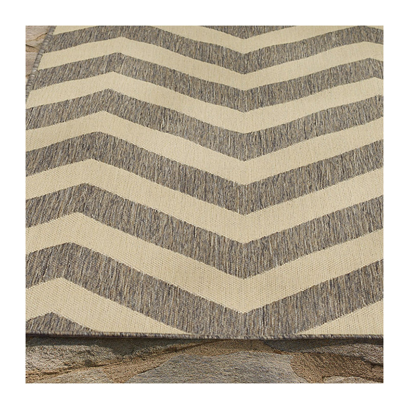 Tapis intérieur / extérieur gris Erin, Rectangle 5 pi 11 po x 9 pi