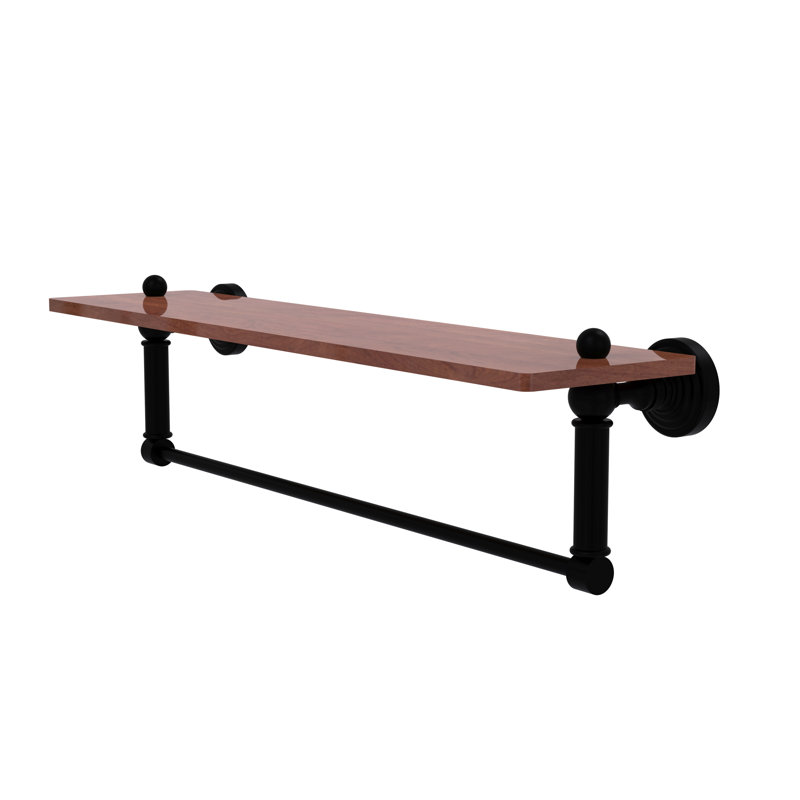 Beresford Bracket Shelf with Towel Bar, Matte Black, 4" H x 22" W x 5" D