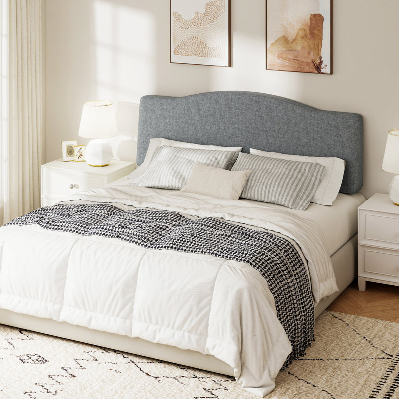 Upholstered Linen Headboard with Adjustable Height, Queen, Dark Gray