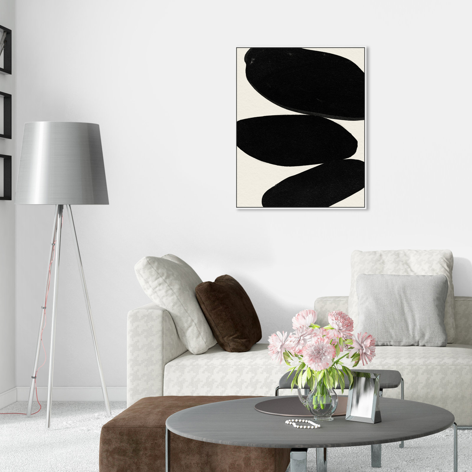 Beige And Black Abstract Modern by Oliver Gal, White, 37" H x 31" W