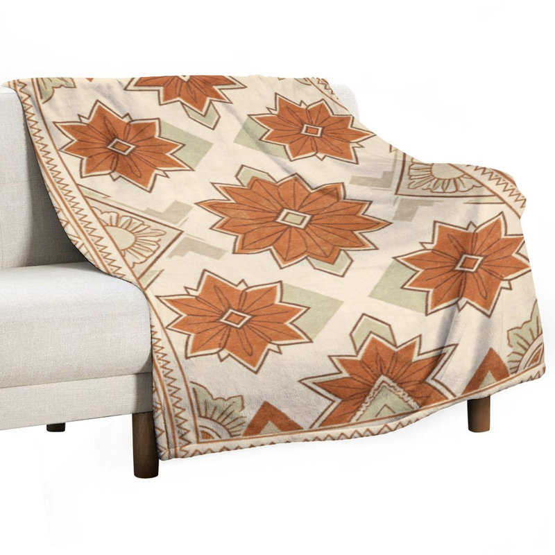 Jeté géométrique en flanelle de luxe à motif floral, 30 po x 40 po