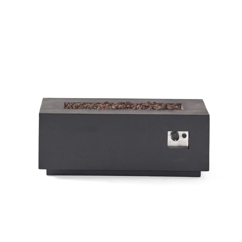 40" Outdoor 40,000 BTU Rectangular MgO Concrete Propane Fire Pit  (Tank Cover not Included), Dark Gray