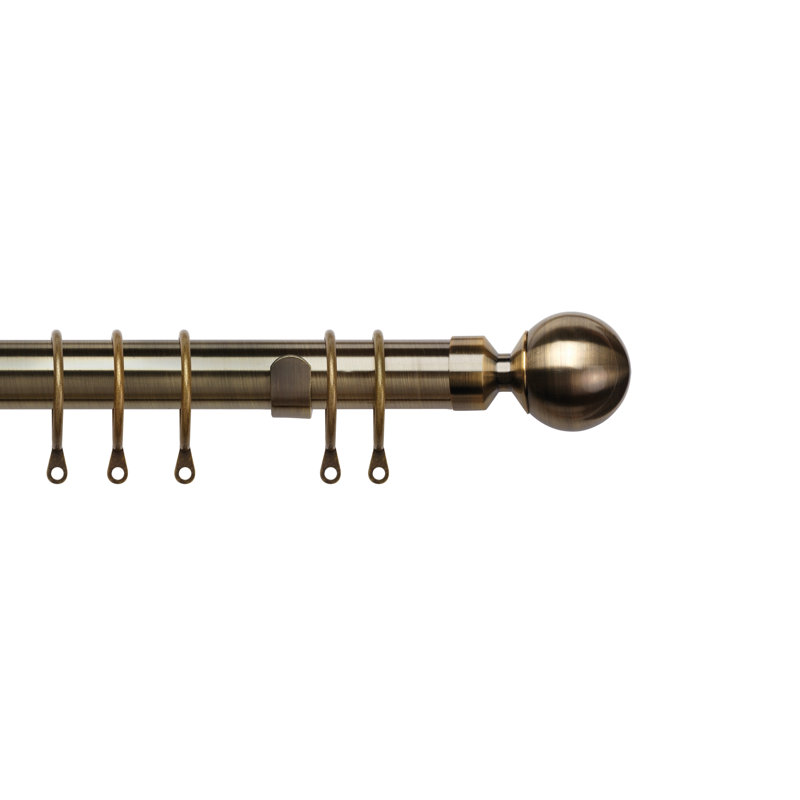 Verutiao 25-28mm Extendable Ball Pole, 120 cm - 210 cm W, Antique Brass