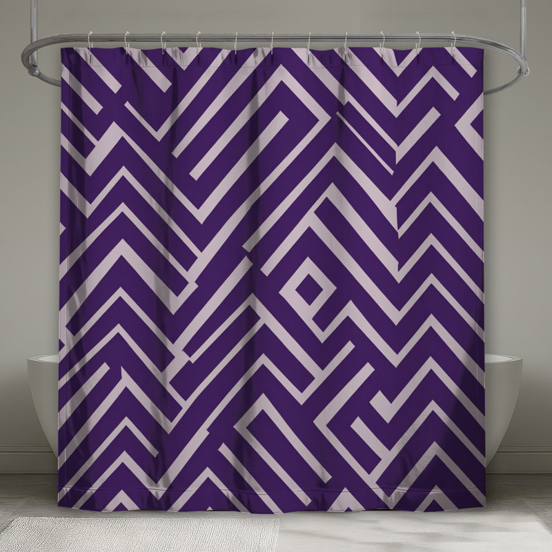 Rideaux de douche mauve à motif zigzag très long, L 70 po x H 72 po