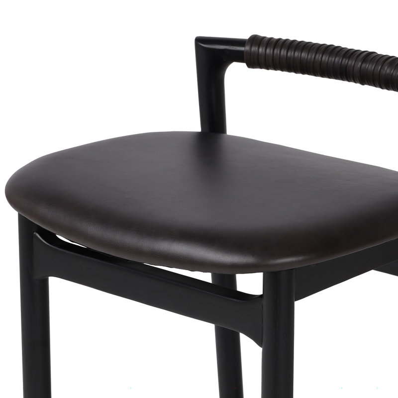 Baden Stool, Counter Stool (26" Seat Height), Sonoma Black/Genuine Leather, Brushed Ebony