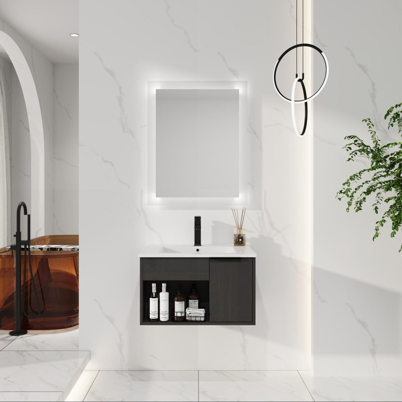 Single Bathroom Vanity with Ceramic Top, 24