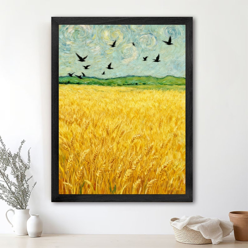 Reproduction d'art encadré noir rétro, 17" H x 13" W