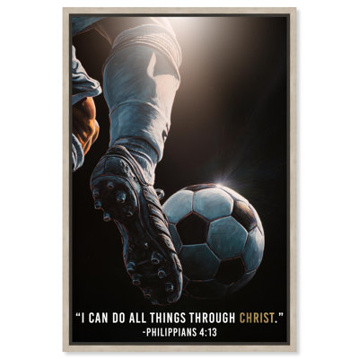  «Through Christ Christ Ball», art mural encadré, cadre blond, encadré blond, 20 x 30