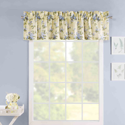 Laura Ashley Cassidy Floral Cotton Ruffled 86" Window Valance in Yellow/Blue