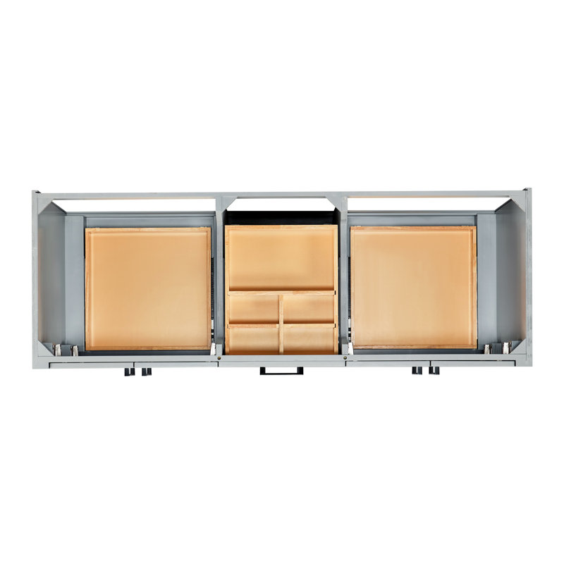   Kayleigh 60 Inch Double Oval Sink Bathroom Vanity with Carrara White Quartz Countertop 1.5 Inch in Grey, Oval, Grey
