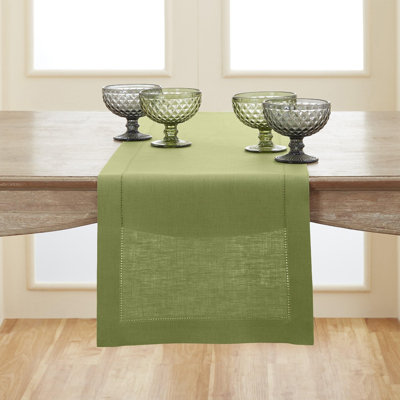 Cotton Linen Hemstitch Table Runner