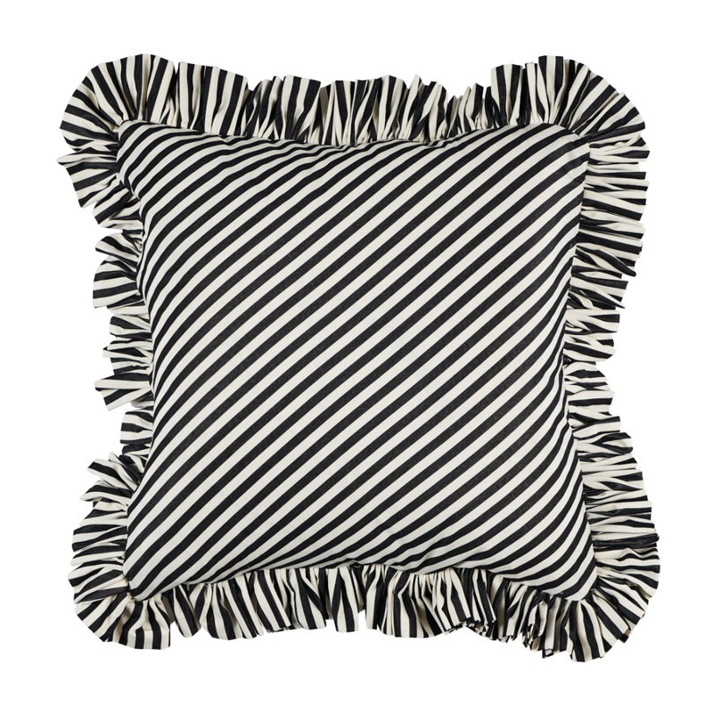 Brigitte Stripe Pillow, Black, 18" x 18"