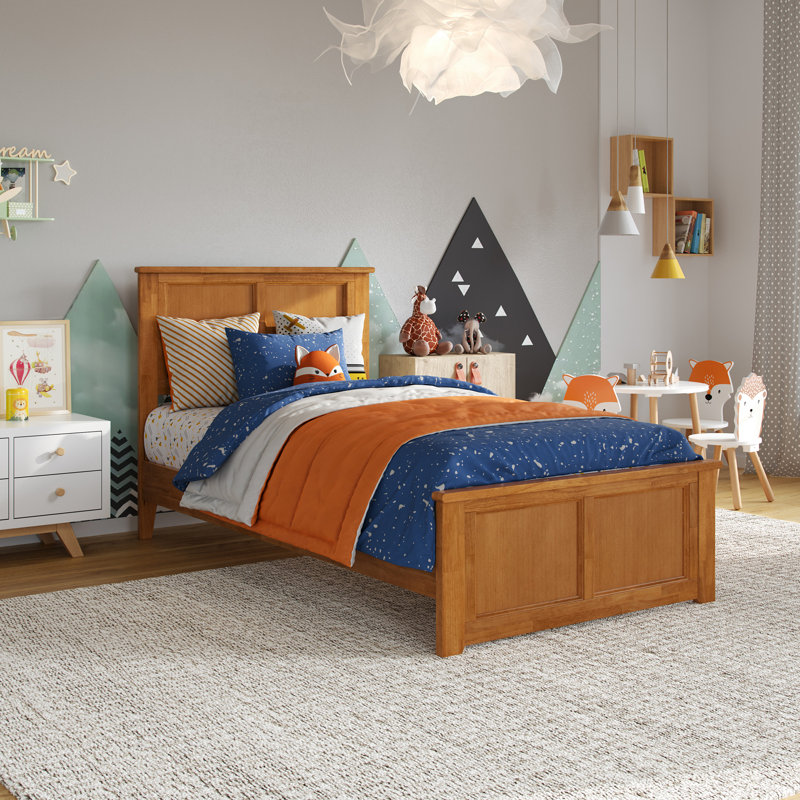 Patillo Solid Wood Low Profile Bed with Matching Footboard, Light Toffee, Twin