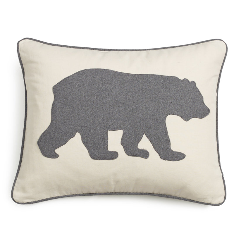 Eddie Bauer Bear Felt Throw Pillow, Grey