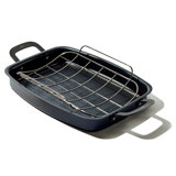 OXO Black Steel Open Roaster with U rack 15"x10.5"x2.25"
