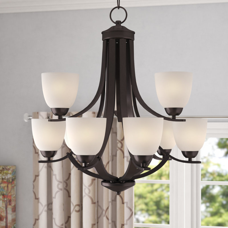 Hayden 9 - Light Shaded Tiered Chandelier, Oil Rubbed Bronze