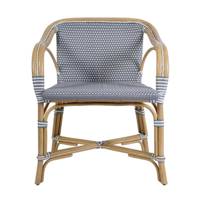 Portofino 18.75 in. Seat Height Rattan Arm Chair, White & Gray